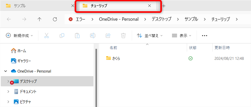 【Windows 11】エクスプローラーのタブ機能の使い方｜ショートカットキーの操作も新しいタブが追加されていることを確認する 