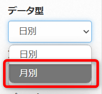 【Wikipedia】特定キーワードの閲覧数の見方「月別」を選択 