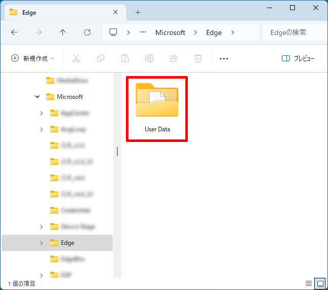 Windows 11の「User Data」フォルダ