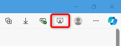 microsoft-edge-screenshotツールバーにスクリーンショットのアイコンが表示されます。 