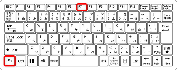 【Windows 11】ディスプレイの明るさ調整できないときの対処法｜ショートカットも解説キーボードの「Fn」キーを押しながら「F7」を押します。 