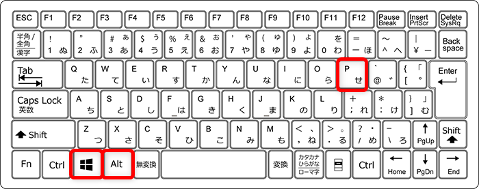 【Windows 11】PowerToysでマウスポインターの十字線を表示する方法Windowsキー、Alt、Pを同時に押します。 