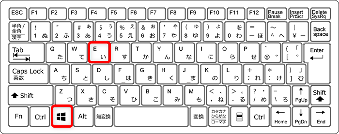 【Windows 11】PowerToysのShortcut Guideでショートカット一覧を確認して実行する方法 Windowsキーを押しながら、Eを押します。 