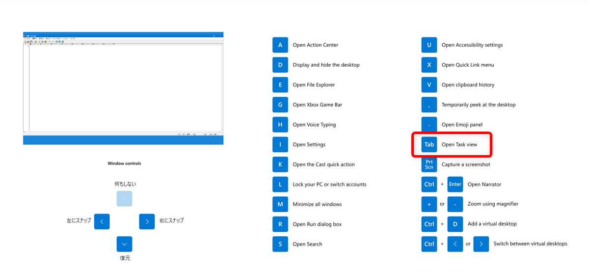 【Windows 11】PowerToysのShortcut Guideでショートカット一覧を確認して実行する方法ショートカットでタスクビューを表示する方法をお伝えします。 